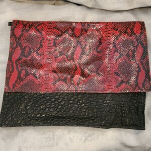 Red and Black Snakeskin Clutch